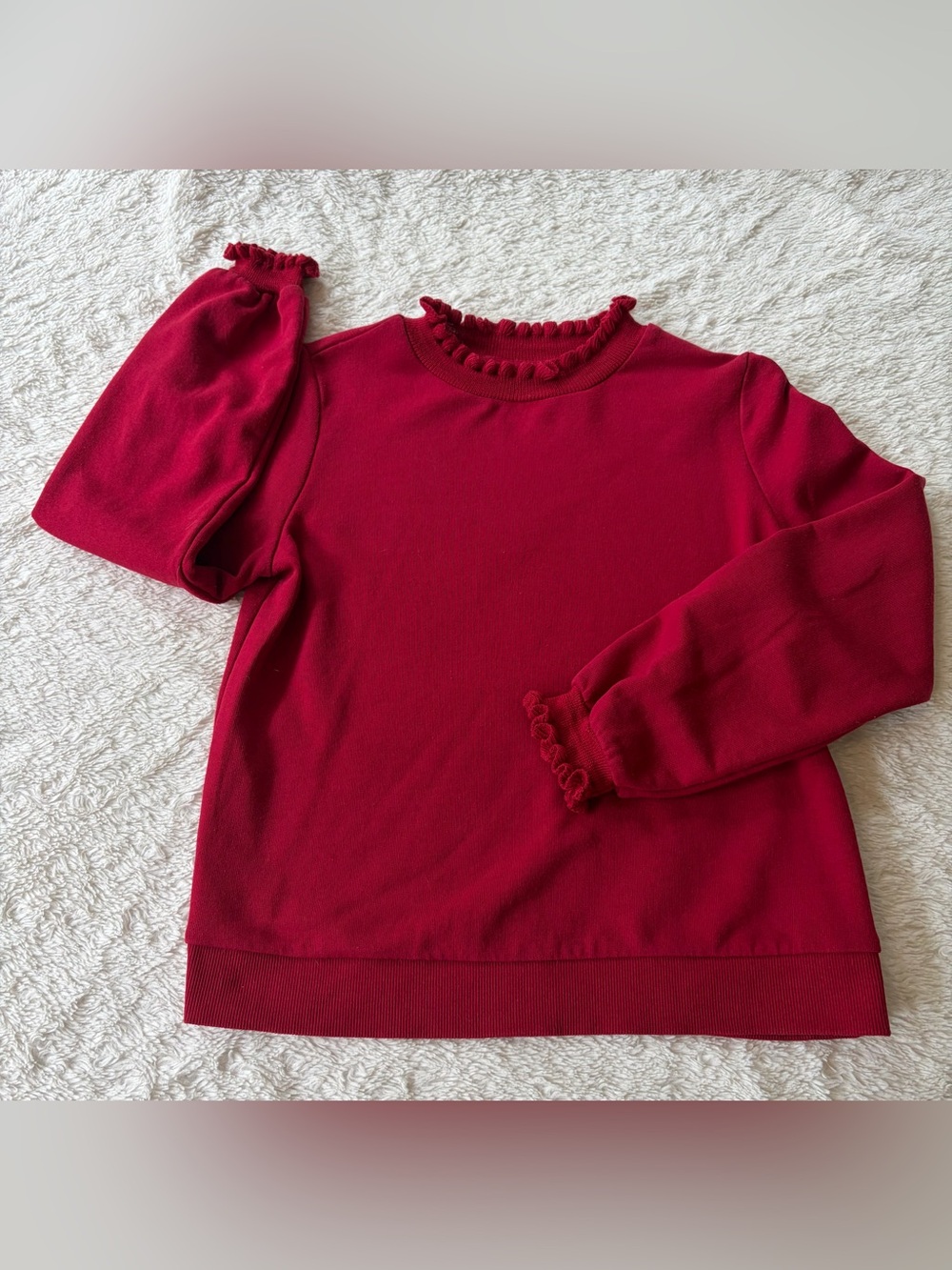 Who What Wear Red Ruffle-Neck Pullover